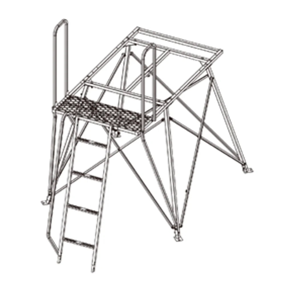 Trophy Treestands D-Lux 5' Tower line drawing showing platform base and ladder