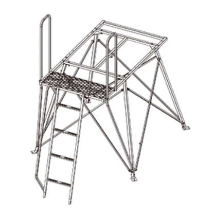 Trophy Treestands D-Lux 5' Tower line drawing showing platform base and ladder