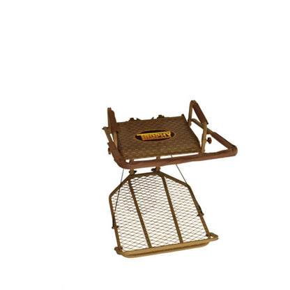 Trophy Treestands Explorer hang-on treestand, elevated side angle showing seat and platform