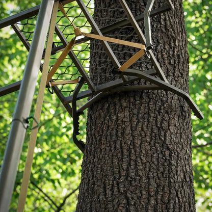 Trophy Treestands Mountaineer 20' Ladderstand  Jaw Safety System on a tree