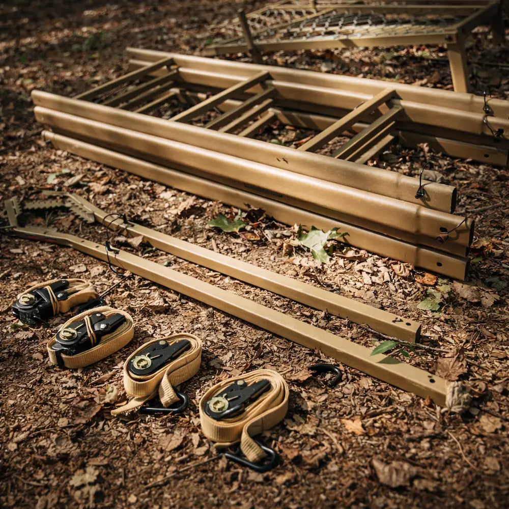 Trophy Treestands Mountaineer 20' Ladderstand parts before assembly