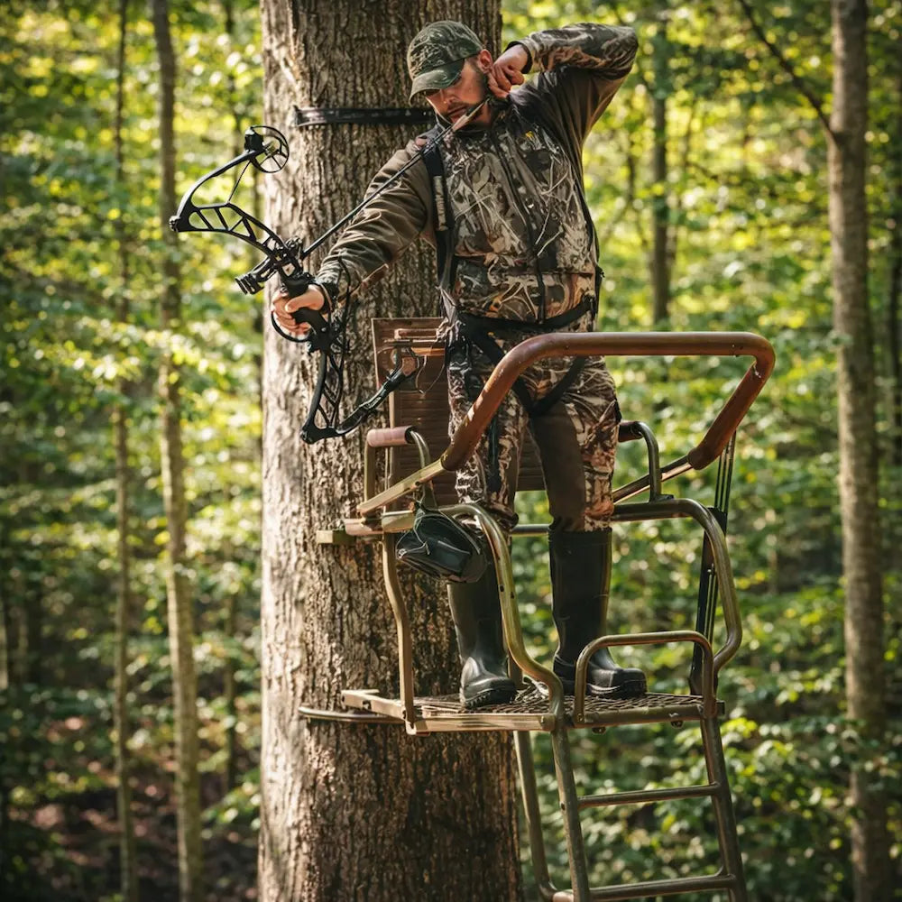 Trophy Treestands Mountaineer 20' Ladderstand  with bowhunter