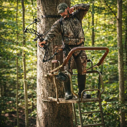 Trophy Treestands Mountaineer 20' Ladderstand  with bowhunter