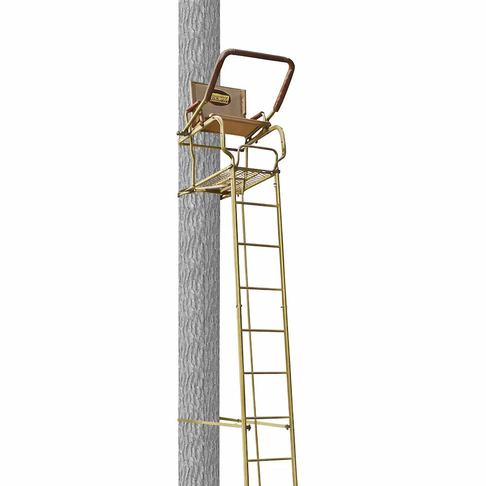 Trophy Treestands Mountaineer 20' Ladderstand on a tree