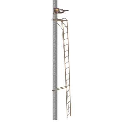 Trophy Treestands Spartan ladder stand full-height side profile attached to tree