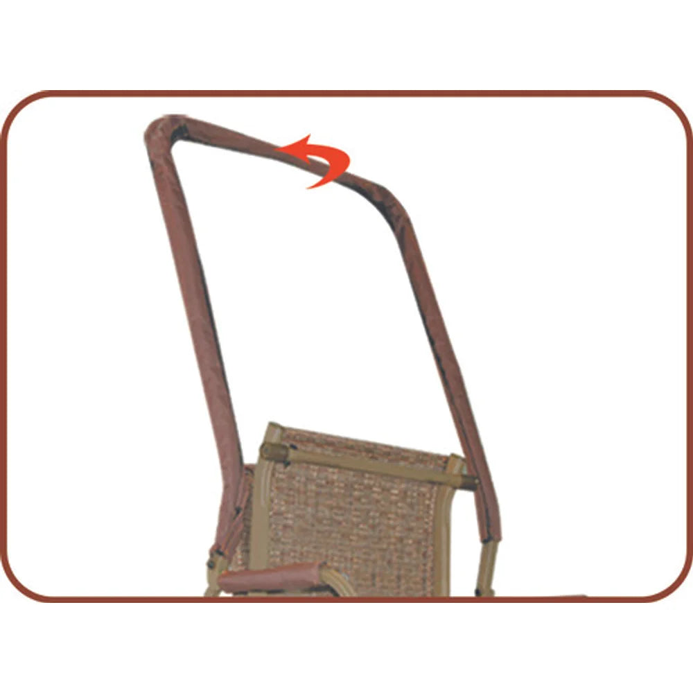 Close-up detail of Trophy Treestands Strike Eagle padded flip-up shooting rail