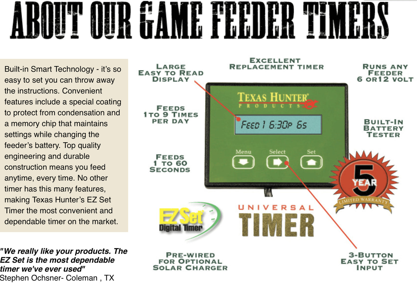 EZ612: Texas Hunter EZ Set Universal Wildlife Timer
