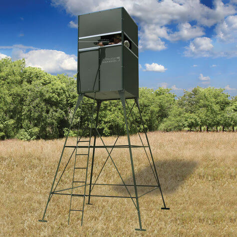 DB10: Texas Hunter Trophy Deer Blind Single 4' x 4' with 10 Foot Tower