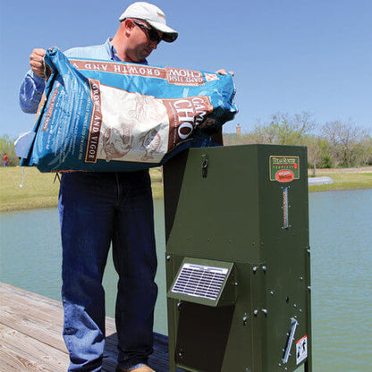 Texas Hunter Fish Feeder - 70 lb. Fish Feed/125 lb. Corn Capacity – Straight Legs